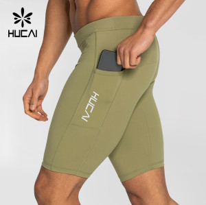 Custom Men's 9 Inch Running Half Tights with Silicone Grip Cuffs and Pocket