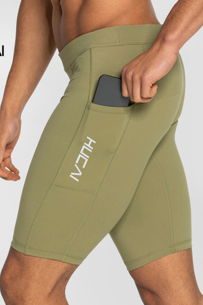 Custom Men's 9 Inch Running Half Tights with Silicone Grip Cuffs and Pocket