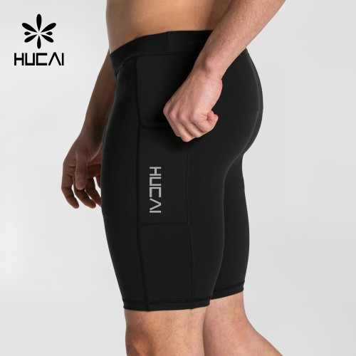 Custom Men's 9 Inch Running Half Tights with Silicone Grip Cuffs and Pocket