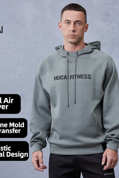 Custom Men's Pullover Fitness Hoodie Fleece Wool Air Layer Cotton |Hucai Activewear Manufacturer