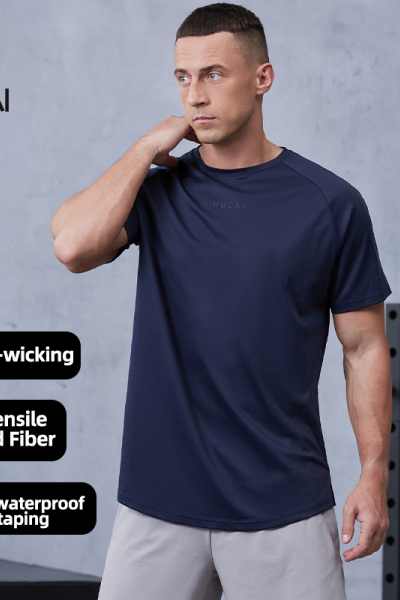 Mens Fitness Tee Quick-Dry Performance with Brand Logo Printing |Hucai Activewear Manufacturer