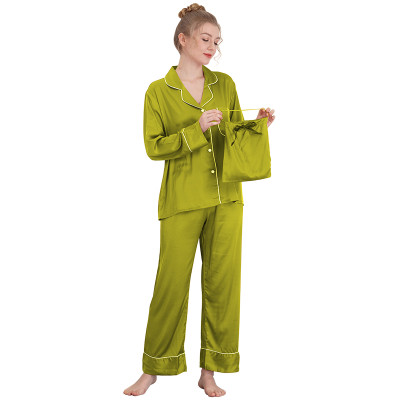 Silk Pajamas for Women,Comfortable V-neck 2-piece suit sleepwear Factory Price