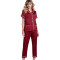 2 Piece Satin Nightwear,Women's Short Sleeve Sleepwear, Plain Shiny Pajamas Wholesale