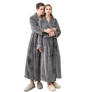 Халаты женской пары Пижамы для взрослых зимой длинный халат Полиэстер