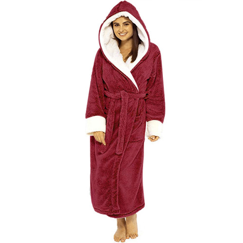 Фланелевый халат с длинным рукавом женской комфортной пижамы для взрослых зимой