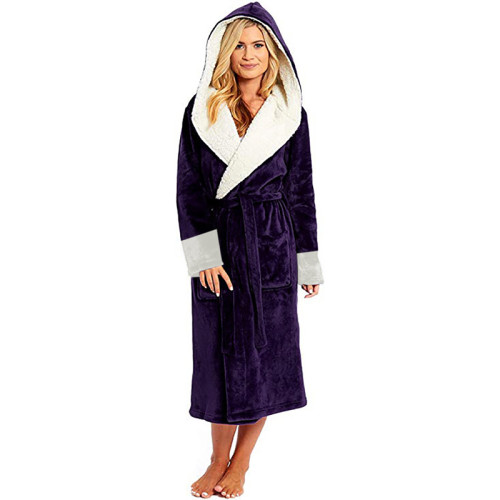 Фланелевый халат с длинным рукавом женской комфортной пижамы для взрослых зимой