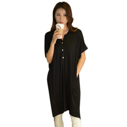 Soft Modal Material Solid Color Shirt-type Nursing Nightgown Can be Wore Outside