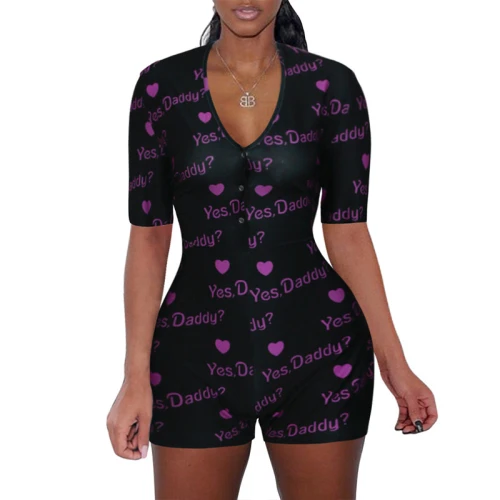 Onesies à manches courtes et shorts de femmes Onsies avec serré et peau