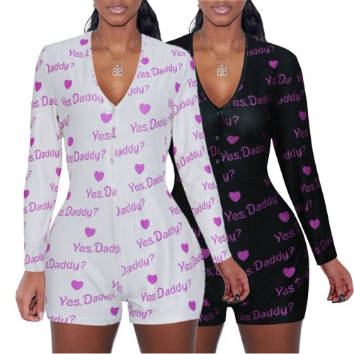 Onesies à manches longues OEM et ODM OUI DADDY Body imprimé femmes confort adulte offre spéciale grande taille