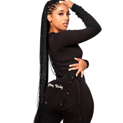 Body avec cache-couche moulant et skinny à manches longues et pantalon de femme