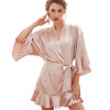 Classic silk robe solid colors, elegant middle sleeve Nightgown for bedroom