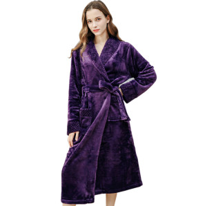 Фланелевый длинный халат для женщин, красивая одежда, удобная теплая одежда для сна, зимняя одежда для сна
