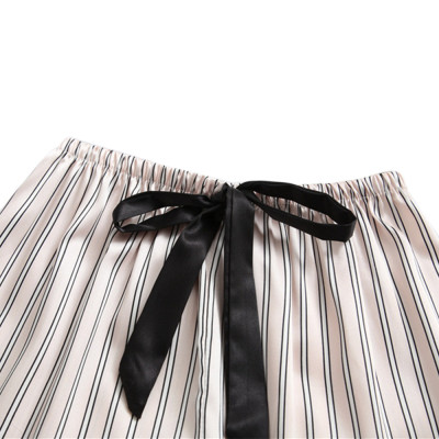 Woman Sleeveless Pajamas, Two Piece Set, Silk Lace Stripe Design, Wholesale Sleepwear