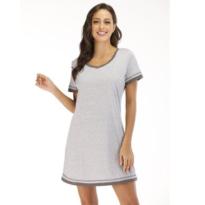 Ladies One Piece Sleepwear,Short Sleeve O-neck Sleepwear for Women,Custom Nightgown Factory Price