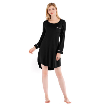 Modal Solid Color One Piece Slim Sleepwear Long Sleeve Maternity Nightgown