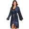 Woman's Velvet Nightgown, 2 Pieces Sets Long Sleeve Robe and Dress Sell at Factory Price