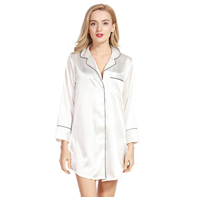 Nightgown for woman, Nightshirts Long Sleeve Wholesale Solid silk Sleepwear, OEM/ODM
