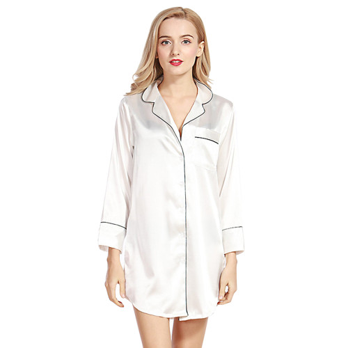 Nightgown for woman, Nightshirts Long Sleeve Wholesale Solid silk Sleepwear, OEM/ODM