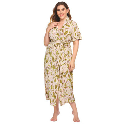 Woman Floral Robe,Short Sleeve Printed Customized Fashion Sleepwear,Supplier Factory Nightwear