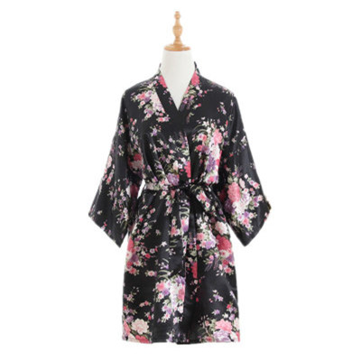 Floral print silk robe, fashion wholesale middel sleeves wholesale for bedroom