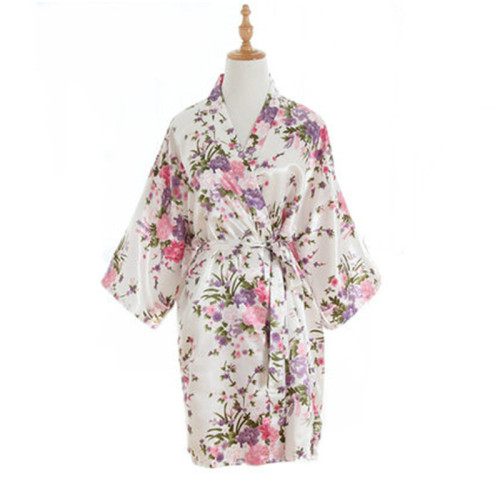 Floral print silk robe, fashion wholesale middel sleeves wholesale for bedroom