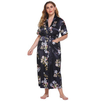 Women's Plus Size Robes Long,Printed short-sleeved bathrobe wholesale factory