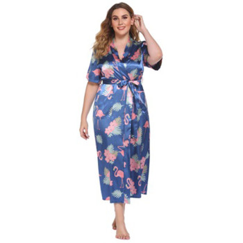 Women's Plus Size Robes Long,Printed short-sleeved bathrobe wholesale factory