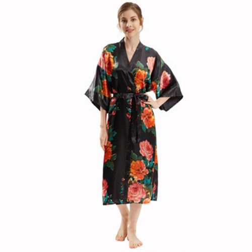 Robes mi-longues en gros taille libre robe de soie femmes vêtements de nuit pyjamas