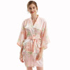 Soft Imitation Silk Floral Design Printed Customized Kimono Robe for Lady