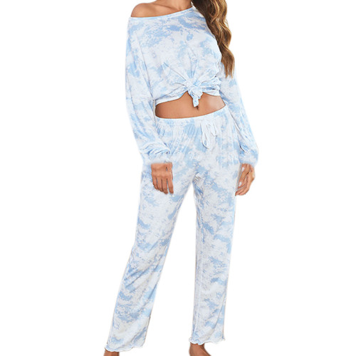 Long Sleeve Sleepwear for Women,Two Piece Tie Die Printing Pajamas for bedroom