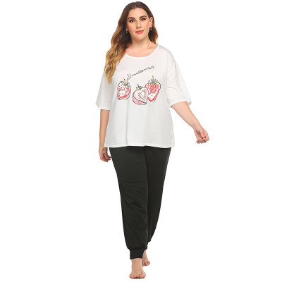 Plus Size Sleepwear,Two Piece Sets Cozy Women's Pajamas, Factory Wholesale Short Sleeve and Pants