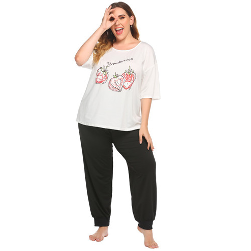 Оптовая торговля индивидуальными двумя частями пижамы с короткими рукавами и брюками для печати большого размера