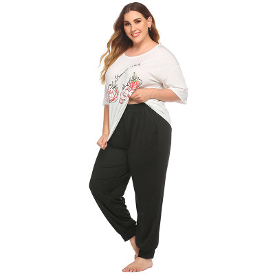 Plus Size Sleepwear,Two Piece Sets Cozy Women's Pajamas, Factory Wholesale Short Sleeve and Pants