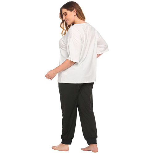 Vente en gros de pantalons à manches courtes personnalisés en deux pièces de pyjama, impression de grande taille