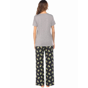 Поставщик Оптовая женская домашняя одежда Повседневная свободная пижама из двух частей с коротким рукавом и брюки