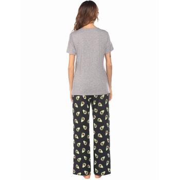 Women's Cotton Nightwear, Ladies Two Piece of Pajamas, Short Sleeve and Pants Factory Outlet