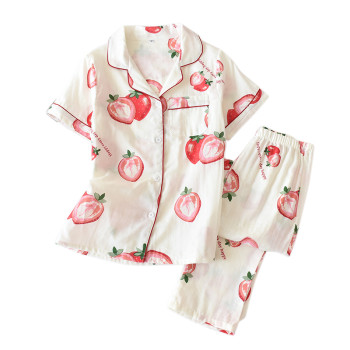 Woman's Print Pajamas,Short Sleeve Wholesale Sleepwear, Manufacture and Supplier Cute Home Wear