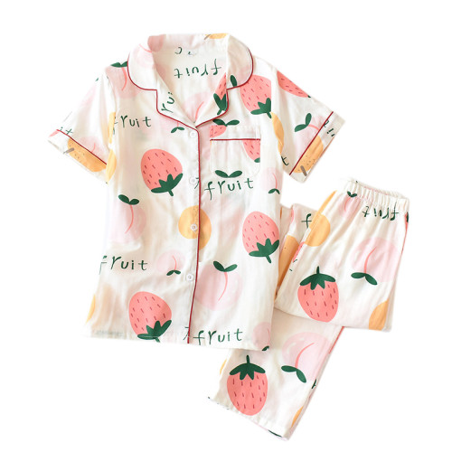 Woman's Print Pajamas,Short Sleeve Wholesale Sleepwear, Manufacture and Supplier Cute Home Wear