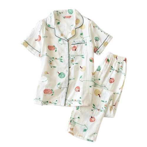 Woman's Print Pajamas,Short Sleeve Wholesale Sleepwear, Manufacture and Supplier Cute Home Wear