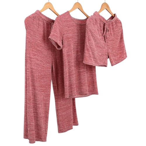 Vente en gros deux pièces de pyjama à manches courtes et shorts en coton confortable pour dame