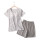 Vente en gros deux pièces de pyjama manches courtes et shorts ensembles impression personnalisée O-cou