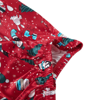 Women's Pajamas Set, Sleeveless Satin Sleepwear, Cute Christmas Printing Factory Price