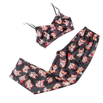 Pajama Sets for Women, Sleeveless Crop Tops and Pants 2-piece Sleepwear Design Customized