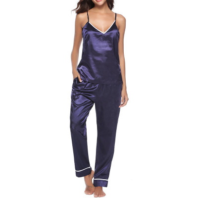 Sleeveless Woman's Pajamas, Two-piece Set Sleepwear, V-neck Breathable Factory Price
