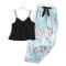 Women's Silk Pajamas, Floral Printing Clothes Sleeveless Pants China Manufacturer