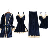 Women's velvet pajamas set, fashion 4-piece set Factory Customized Nightwear