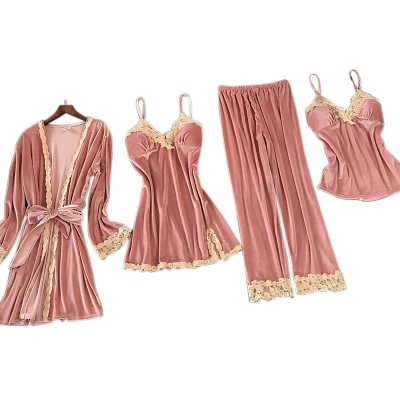 Ensembles de pyjamas multi-pièces personnalisés en usine en gros vêtements de nuit pour femmes