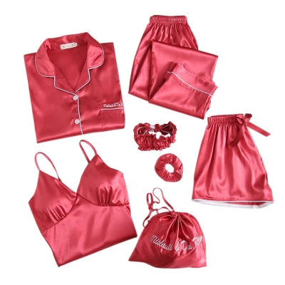 Ensembles de fournisseurs en gros de pyjamas multi-pièces Lady Pretty Sleepwear Lace Satin