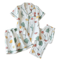 Cotton pajama sets,Cute Floral print 3-piece set,V-neck Loose wholesale for bedroom