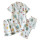 Cotton pajama sets,Cute Floral print 3-piece set,V-neck Loose wholesale for bedroom